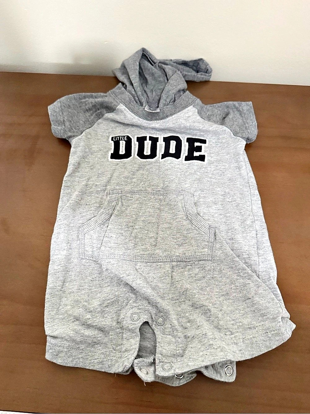 9M Gray Hooded Romper